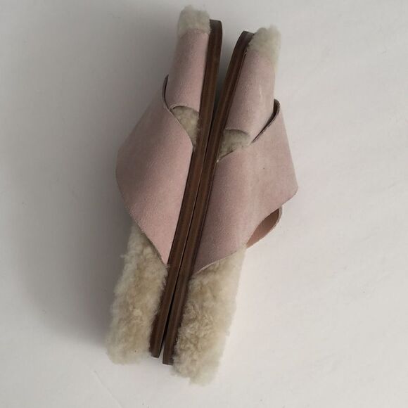 Marc Fisher slip on shearling wool and pink suede open toe ship on shoes MLCANNA - Picture 6 of 9